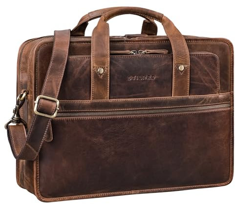 STILORD 'Yves' Aktentasche Herren Damen Leder Arbeitstasche Dokumententasche 15,6 Zoll Laptoptasche Businesstasche Lehrertasche echtes Rindsleder, Farbe:soria - braun
