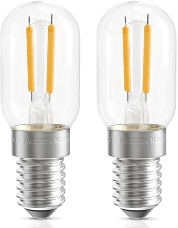 QNINE Fridge Light Bulbs, 2W Equivalent to 15W, 200lm, Warm White 2200K, E14 LED Light Bulb for Freezer/Microwave/Cooker Hood, Non dimmable, 2 Pack