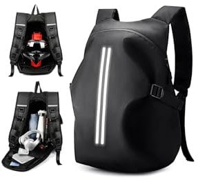 WEPLAN Motorrad Rucksack Herren Wasserdicht Helm Rucksack Motorrad Rucksäcke Helmrucksack Motorradhelm Damen Motorcycle Backpack Herren Motorradrucksäcke Reflektierend Reise Rucksäcke Leicht,Schwarz L