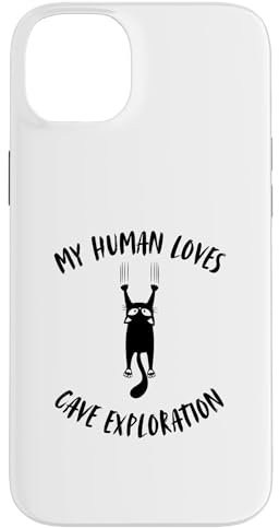 Custodia per iPhone 14 Plus My Human Loves Cave Exploration - Amante dei genitori dei gatti