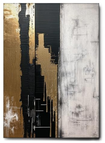 Giallobus - Gemälde - 15 – Astratto Schwarz und Gold - Leinwand mit Standardrahmen - 100x140 - Bereit zum Aufhängen - Moderne Gemälde