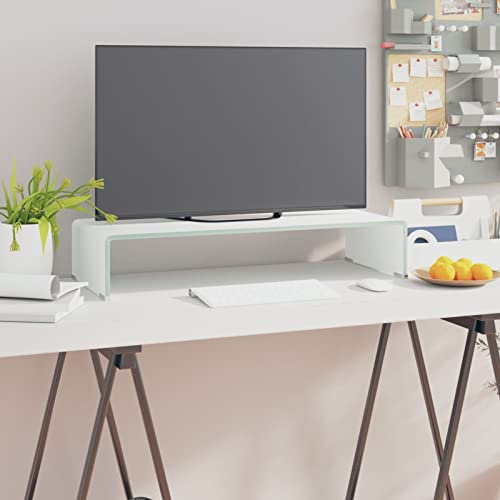Cinyiqo 244144 TV Stand/Monitor Riser Glass Green 70x30x13 cm Glass Monitor Stand for Desks,Monitor Screen Riser,Tempered Glass Monitor Stand