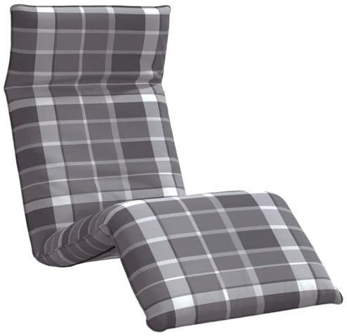 vidaXL Sonnenliege Klappbar Grau Karomuster 175x54x8,5cm Oxford-Gewebe, Sonnenbett, Liege, Bodenstuhl, Liegestuhl, Chaiselongue, Bodensessel