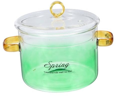 TIDTALEO Clear Glass Cooking Pot with Lid Borosilicate Glass Saucepan for Healthy Pasta Soup Vegetables Heat Resistant Dual Handle Design for Home Kitchen Cooking