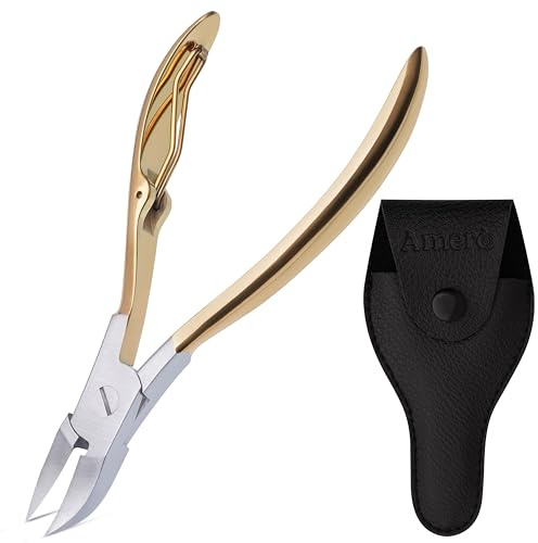Premium 440C Stainless Steel Heavy Duty Toenail Clippers – 15 mm Wide Jaw, Ergonomic Anti-Slip Handle, Podiatrist-Grade Cutter for Thick & Ingrown Nails (Gold)