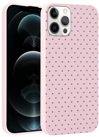 Yirlbey Été Coque pour iPhone 12 Pro Max 6,7'', Housse Rose Silicone avec Violet Polka Dot Aesthetic Dessin Motif Design, Étui pour Fille Ultra Fine TPU Souple Antichoc Bumper Protection Case, Pois