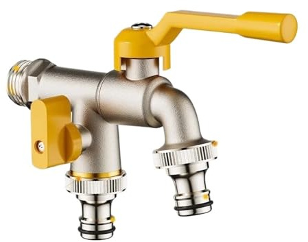 Rubinetto Giardino Rubinetto for acqua in rame for interni ed esterni, uno in due fuori, 4 punti, rubinetto doppio for fiori da giardino(Color 3)