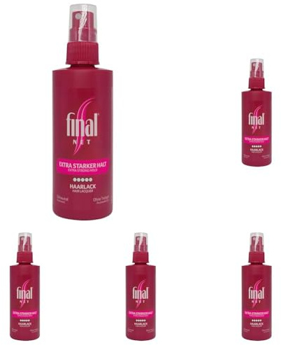 Final NET Extra starker Halt – Fixing Spray, Glanzspray, Haarspray für Locken und glatte Haare, Damen, Haarspray Herren, unparfümiert, Frisör Produkte – 125 ml (Packung mit 5)