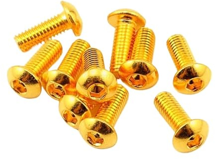 10pcs Grade 12.9 Half Round Head Plating Titanium Gold Hex Screw M2 M2.5 M3 M4 M5 Iso7380 Hex Socket Screw Length 3-35mm(20mm,M3)