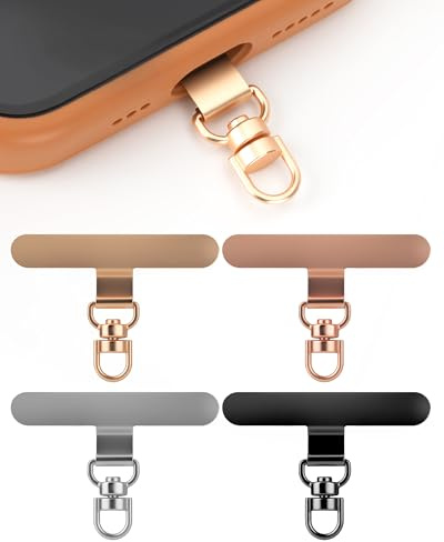 Handykette Pads 360° Drehbar Metall 4er (Mixed Color, 4.8 * 1.2cm) | Handy Patch ultradünn Edelstahl, Handy Lanyard Pad Phone Tether Tab Set, kompatibel Vollschutz Hülle Reisen Alltag Outdoor