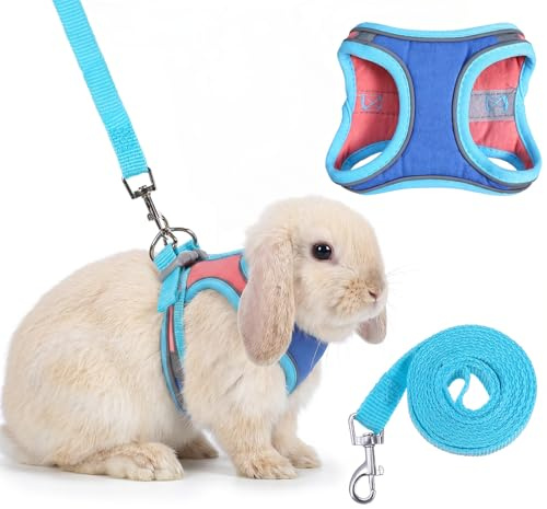 Harnais pour lapin avec laisse, réglable et souple, accessoire pour chaton, animal domestique, lapin, harnais pour chats, petits chiens et autres petits animaux de compagnie, taille M
