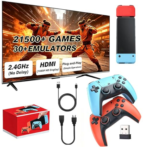 Upgraded Retro Games Console, HD Game Stick, Supports 30 emulators, Plug and Play Retro Gaming Console for TV with 2 Ergonomic Wireless Controllers, Great Gift for Family & Friends Gatherings