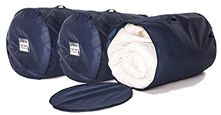 HangerMaster DUVET STORAGE BAG - Navy 3 Pack. Large Size Fits King Size Duvet & 2 Pillows. Moth & Dust Proof. Use to Store or Transport Clothes, Bedding, Bed Linen etc