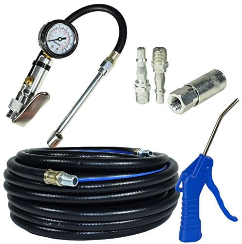 15m Air line/Hose with Tyre Wheel Inflator, Blow Gun and Air Fittings Accessory Kit (FT10 x 2 | FT07 x 1)