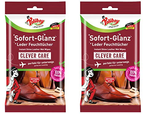 Sofort-Glanz Leder Feuchttücher - 2er Pack