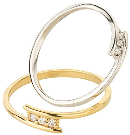 Ardeo Aurum Damenring aus 375 Gold Gelbgold mit 0,06 ct Diamant Brillant 3-Steine-Ring Verlobungsring