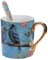 YBK Tech Tasse à thé en porcelaine anglaise pour la maison, la cuisine, le bureau - Motif oiseaux (bleu)