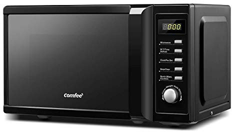 COMFEE' Forno a microonde con superficie a specchio, 700 W, 20 l, 8 preimpostazioni di cottura, Express Cook, 5 livelli di potenza, scongelamento rapido, colore nero moderno, CM-M20PWF(BK)