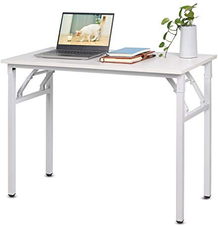BELIWIN Folding Computer Desk, Writing Desk, PC Laptop Home Office Desk Workstation, 100 x 50 x 75 cm, White