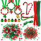 HOWAF 1200 Stück Weihnachts bastelset für Kinder, Weihnachtsperlen Kunststoff Tri Perlen, 50 Stück Pfeifenreiniger Chenille Stiel, 5m grüne Bänder, 6 Stück Glocken für Weihnachts Ferien Baumschmuck