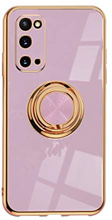 Handyhülle Kompatibel mit Samsung Galaxy S20 Ultra Hülle Silikon TPU Ultra Dünn Case mit 360 Grad Ring Ständer Bumper Schutzhülle Fingerhalter Magnetische Autohalterung Stoßfest Cover (Lila)