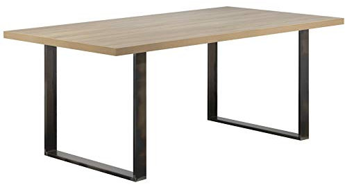 i-flair Esszimmertisch Macon 180x100 cm Kufentisch Holztisch Esstisch Kufengestell Tisch mit Tischplatte und Kufen - Eiche + Industrial