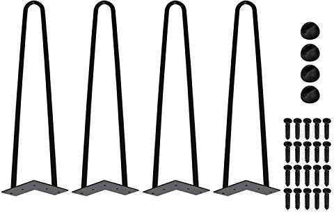 Lospitch Haarnadel Tischbeine 35cm Set von 4, DIY Hairpin Beine Möbel Metall Möbelfüße Perfekt für Couchtische, Esstische Moderne Schreibtische, mit Freie Schrauben und Bodenschutz, 2 Streben