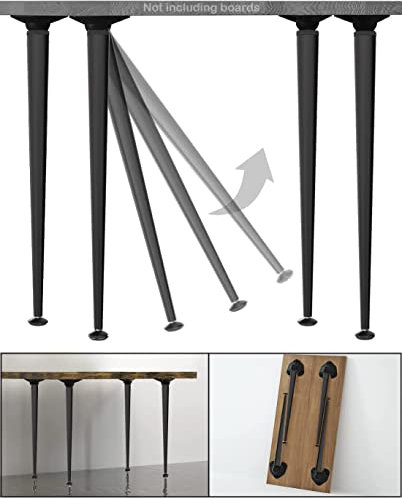 WAALIJI Klappbare Tischbeine aus Metall, 71.1 cm, zusammenklappbar, für Zuhause, DIY, Möbelbeine, faltbar, schwarz, 4 Stück