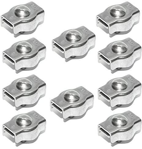 PRIOstahl Simplex Clamps Wire Rope Clamp Wire Rope Clamp - 2 mm x 10 Pieces with Locking Nut Rope Mechanism Steel Cable End Connection Rope Tensioner Connector Clamps Made of Stainless Steel V4A