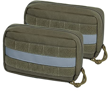 OneTigris Futterbeutel für Hunde 2 Stück, Großer Weltraum-MOLLE Futterbeutel Hundetraining mit Reflektierende Streifen Geeignet für Taktisches Hundegeschirr Training, Gassigehen
