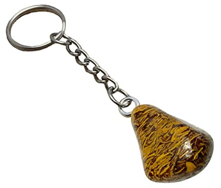 KRIO® - 1 x Edelstein Schlüsselanhänger Steingröße S - M - Steinsorte - (Schlangenjaspis fossil)