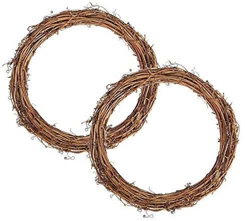 2 Pack Natural Grapevine Wreaths Vine Branch Wreath Spring Grapevine Wreath DIY Crafts Rattan Wreath for Door Farmhouse/Home Wall Hanging Decor/Party/Wedding (30cm)