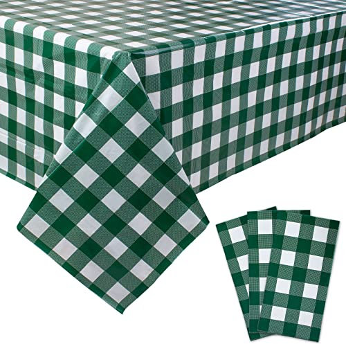 Kesfey 3 Pack grün 137x274cm Gingham Tischdecken, Kunststoff Einweg Karierten Tischdecke wasserdicht Party Rechteck Tischdecken für Parteien und Picknick