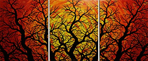 Tableau triptyque : Triptyque silhouettes d’arbres (50 x 122 cm)