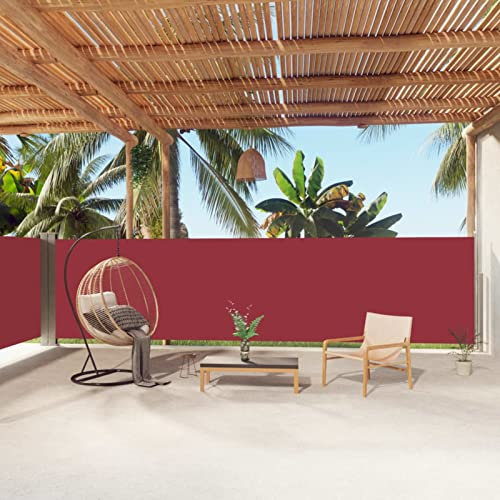 ZEYUAN Seitenmarkise Ausziehbar, Windschutz Terrasse, Balkon Windschutz, Balkon Sichtschutz, Sichtschutz Zaun, Sichtschutzzaun, Markise Balkon, Sichtschutzwand, Rot 160x1000 cm