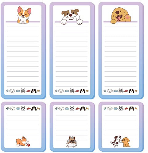 6 Pcs Funny Dog Magnetic Notepads for Refrigerator Dog Grocery List Magnet Pad for Fridge Magnet Pad Grocery Shopping List Teachers Coworkers Office Supplies, 2 Designs