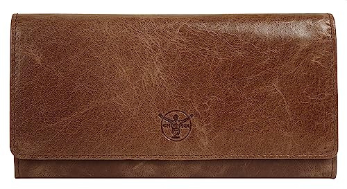 Chiemsee Geldbörse Echt Leder Damen | RFID-Schutz, Viele Fächer, Klassisches Portemonnaie, Variierbarer Druckknopfverschluss cognac | 021699