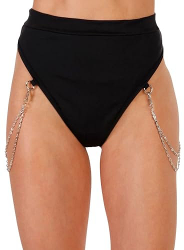 EVELUST Rave Booty Shorts für Damen – Hoch Taillierte Badeshorts Scrunch Sporthose Kurze Leggings Gothic Festival Outfits(Black, XS, 13121w)