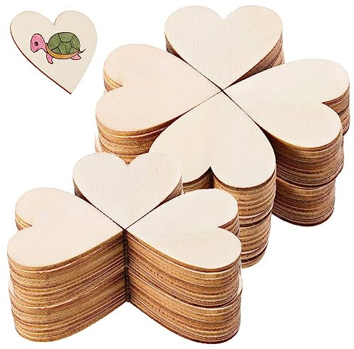 Holzscheiben, Runde Holzscheibe, für Dekoration, Untersetzer, Handwerke, Bemalen, DIY (Herzförmig, 50CM-150PACK)