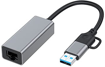 Gsrimgratoe Tarjeta de red cableada por USB Tipo C a RJ45 Adaptador Externo USB 3.0 Cableado Ethernet para PC Portátil, 1000 Mbps