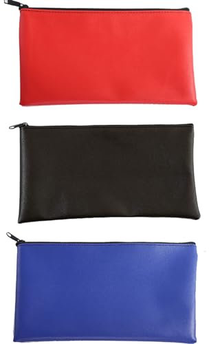 3 Stück Banktaschen aus Kunstleder, Rot Geldmappe, A5 Geldtaschen, Geeignet zur Aufbewahrung von Rechnungen, Geld, Visitenkarten