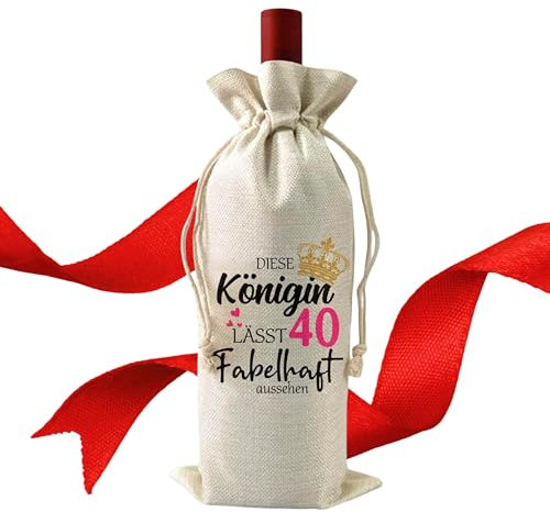 40 Geburtstag Geschenk für Frauen - Geschenktasche Weintasche mit lustigem Spruch - Frauengeschenke Geburtstagsgeschenk Damen Geschenk lustig Frau Mama Mutti Schwester Tochter - für Weinflasche