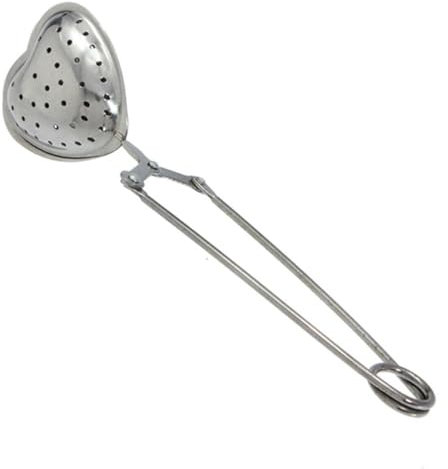 ARA CHOICE Metal Tea Infuser Stainless Steel Loose Leaf Strainer Filter Spice Heart Pincher Tea Accessories, Metal, Hinge and Clamp Style with Straight Handle Loose Leaf Tea Vintage Collectable