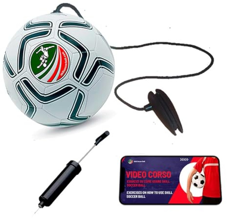 Skill Soccer Ball, Pallone professionale da allenamento, completo di pompa per il gonfiaggio e video corso.