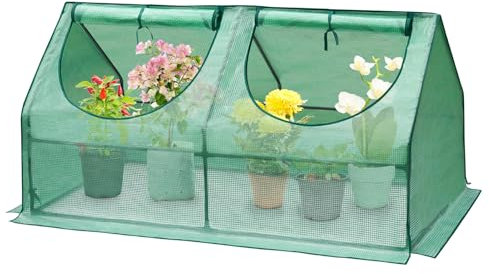 GreatBuddy Mini serre portable, 0,9 x 0,9 x 1,8 m, bâche en polyéthylène haute densité avec 2 fenêtres à fermeture éclair enroulables, parfaite pour la culture de plantes d'intérieur et d'extérieur