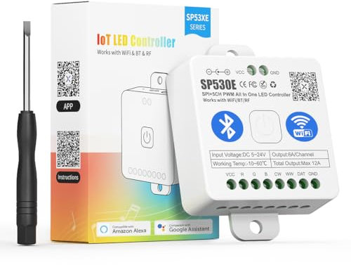 BTF-LIGHTING SP530E 2.4Ghz WiFi Blue-tooth 12in1 LED Controller Kompatibel mit WS2812B SK6812 WS2811 FCOB CCT 5050RGB/RGBW LED Streifen mit Alexa Google Assistant APP Steuerung