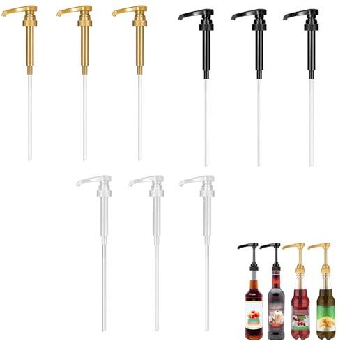aqlbhz 9 PCS Syrup Pump Coffee Syrup Pump for Syrups with Rotating Design Reusable Leak proof Coffee Syrup Pump Dispenser Bottle Pump Syrup Press Pump Head Dispenser Replacement
