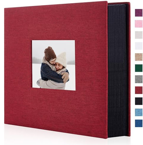 Miaikoe Fotoalbum 10x15 600 Leinen Album Slip in großer Kapazität für Familie Hochzeitstag Album Buch hält 600 horizontale und vertikale 10x15cm Fotos Rot