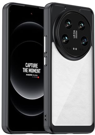 BOKYAS Cover per Xiaomi 14 Ultra - Custodia in Silicone Cristallino, Custodia Anti Ingiallimento con Antiurto, Anti-Graffio e Retro Rigida in PC, Nero