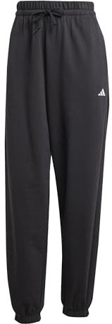 adidas Women's Essentials Small Logo French Terry Cuffed Pants, Black/White, M